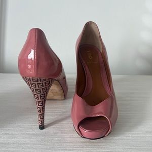 Pink Fendi peep open toed pumps